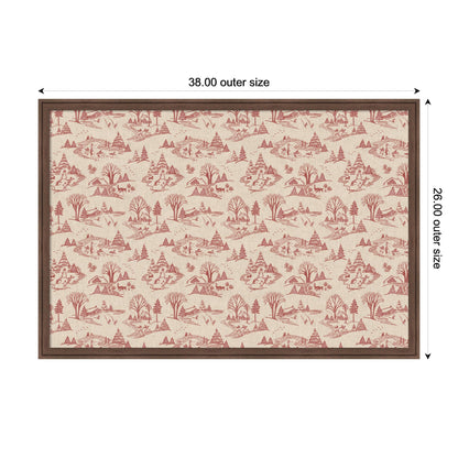 Kate and Laurel Framed Fabric Pinboard Wonderland Red Toile