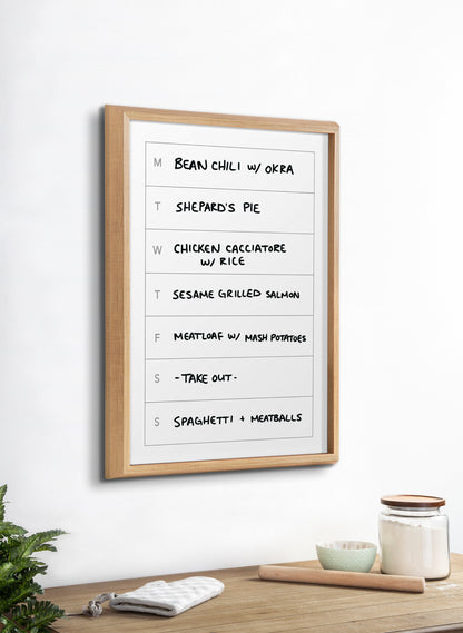 Blake Weekly Menu Framed Printed Glass by The Creative Bunch Studio