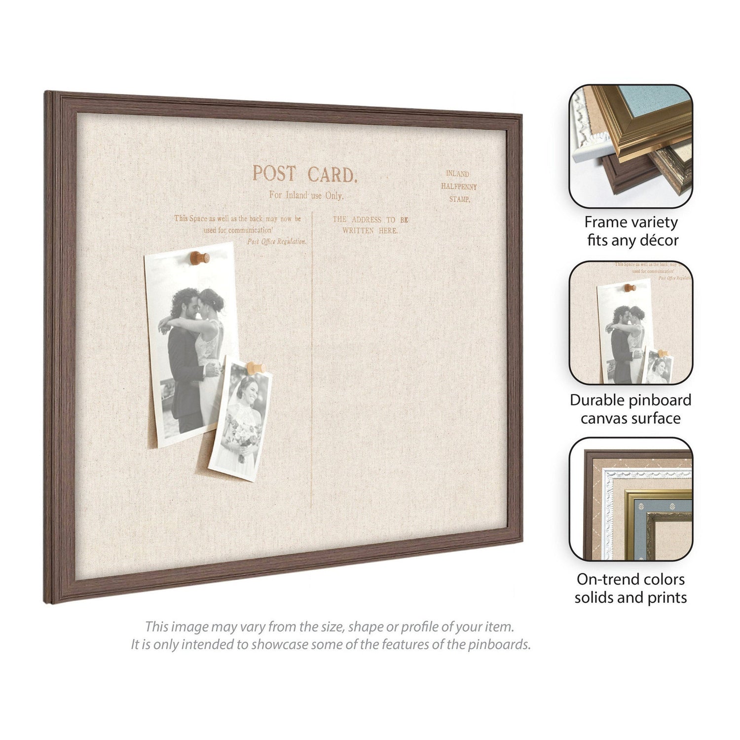 Framed Fabric Pinboard Linen Vintage Post Card Wall Organization