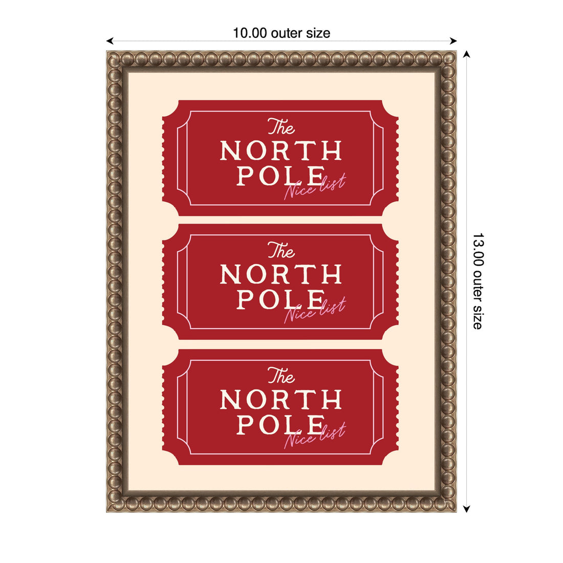 Christmas North Pole Ticket by Lucky Guava Framed Canvas Wall Art Print