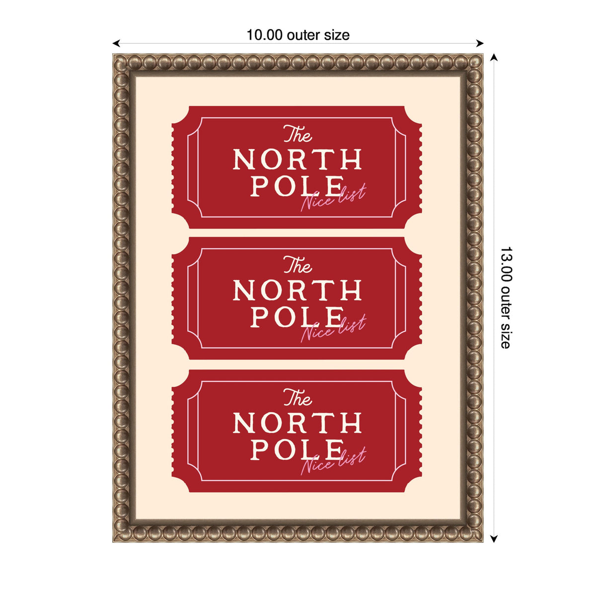 Christmas North Pole Ticket by Lucky Guava Framed Canvas Wall Art Print