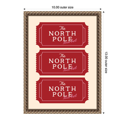 Christmas North Pole Ticket by Lucky Guava Framed Canvas Wall Art Print