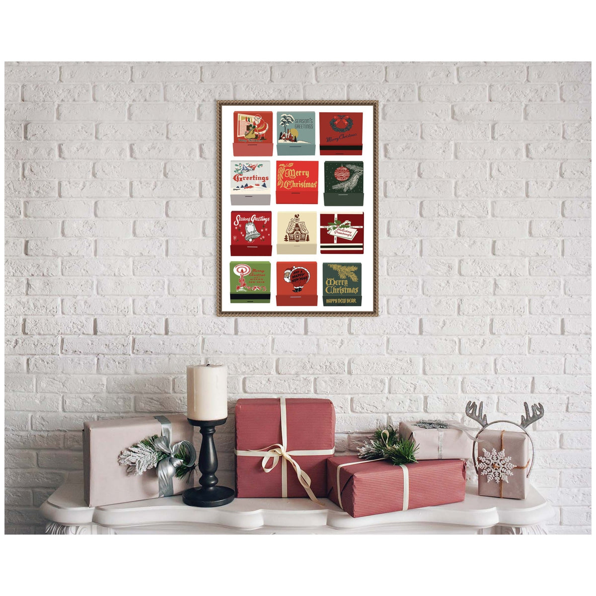Christmas Matchbooks by Megan Ryan Framed Canvas Wall Art Print