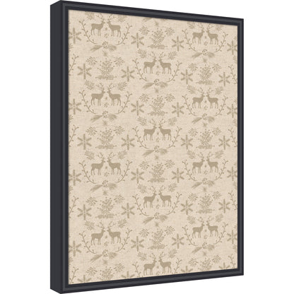 Framed Fabric Pinboard Reindeer Linen Printed Bulletin Board