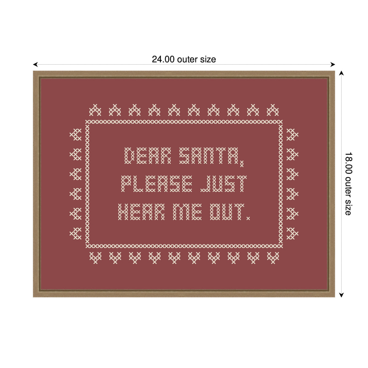 Dear Santa Cross Stitch by Kikiandnim Framed Canvas Wall Art Print