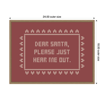 Dear Santa Cross Stitch by Kikiandnim Framed Canvas Wall Art Print