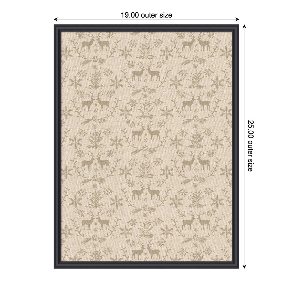 Framed Fabric Pinboard Reindeer Linen Printed Bulletin Board