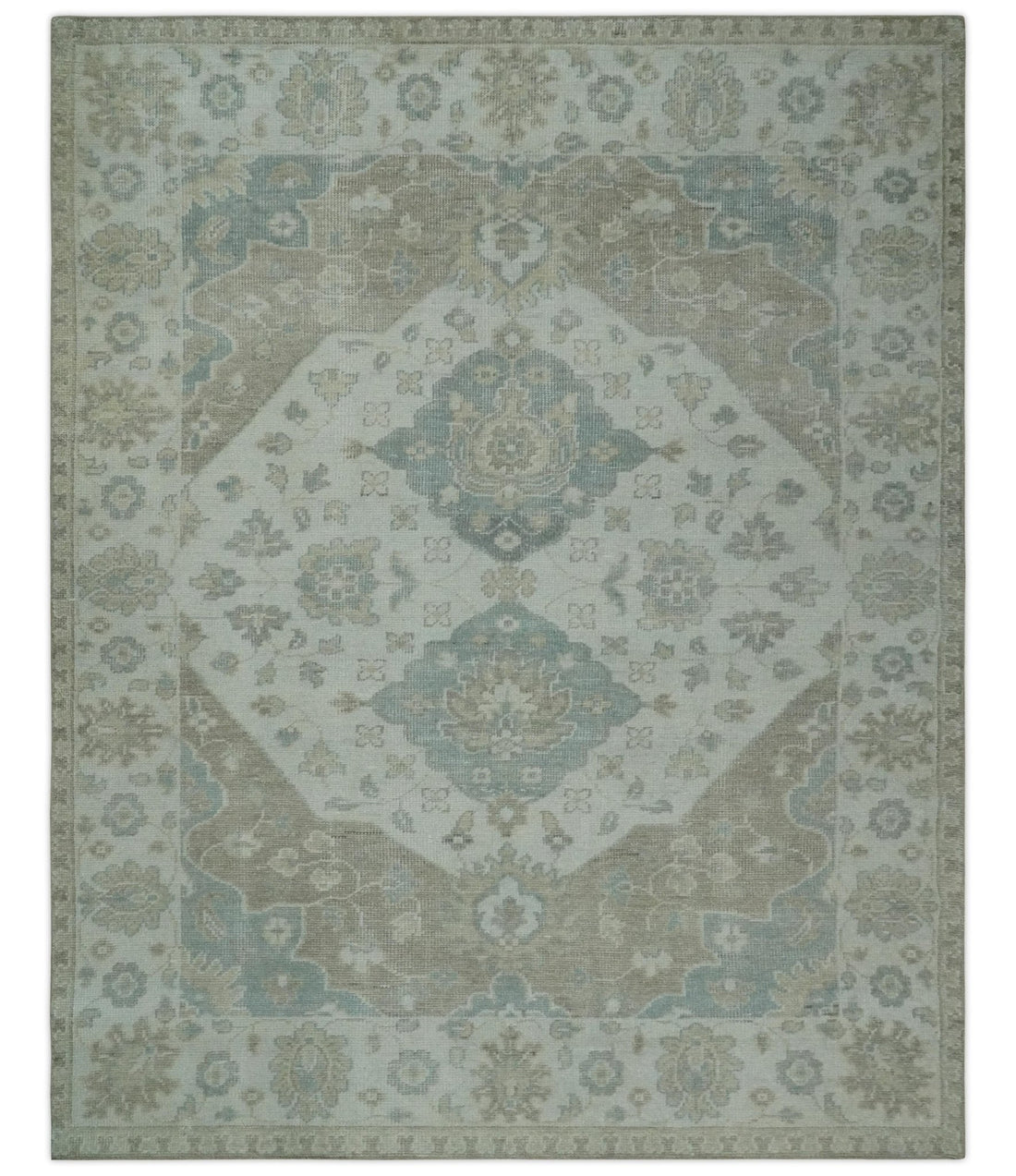 Antique Design Medallion Earthy Ivory and Camel 8x10 wool Area Rug