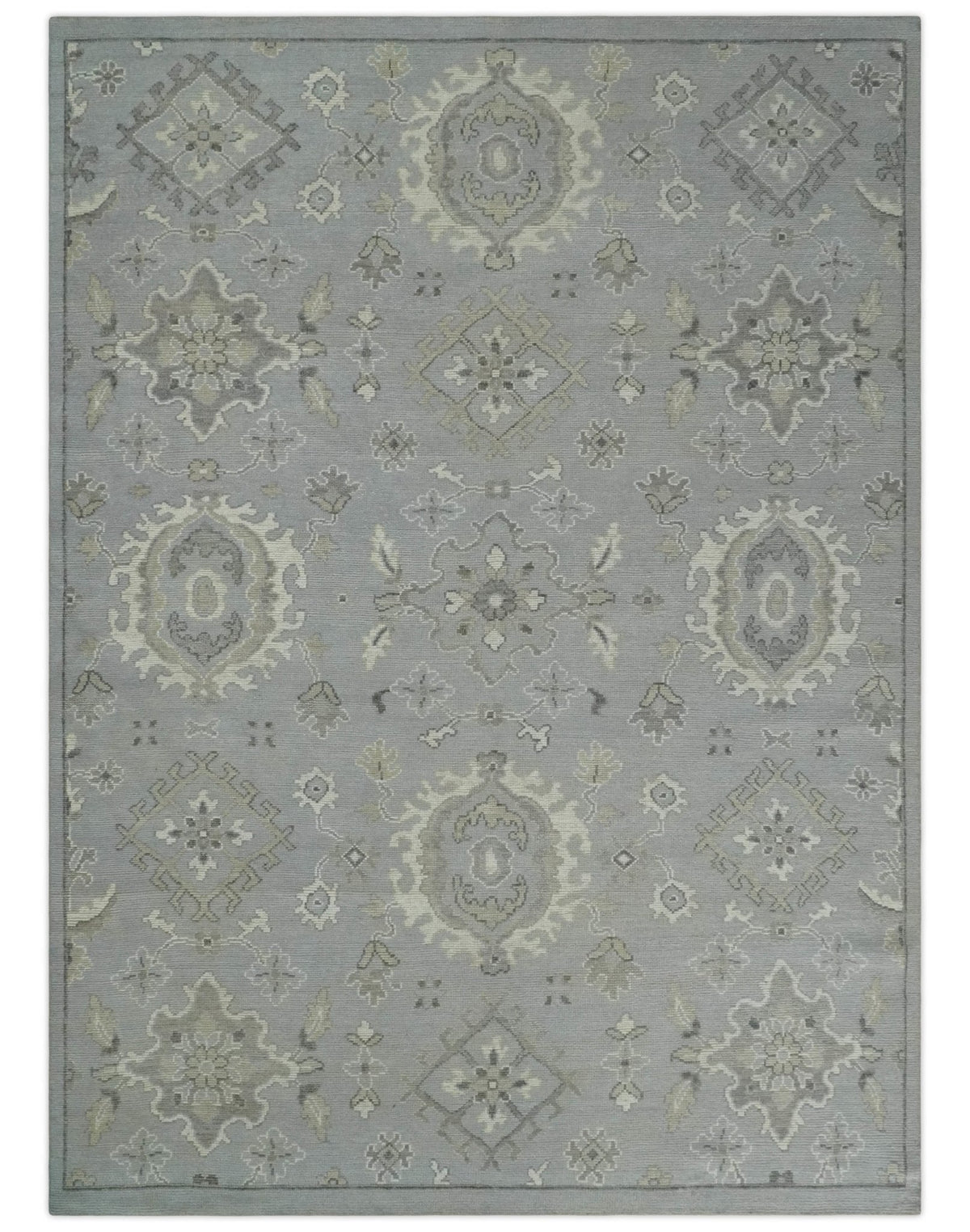 Antique Style Silver And Beige Modern Oushak wool Area Rug
