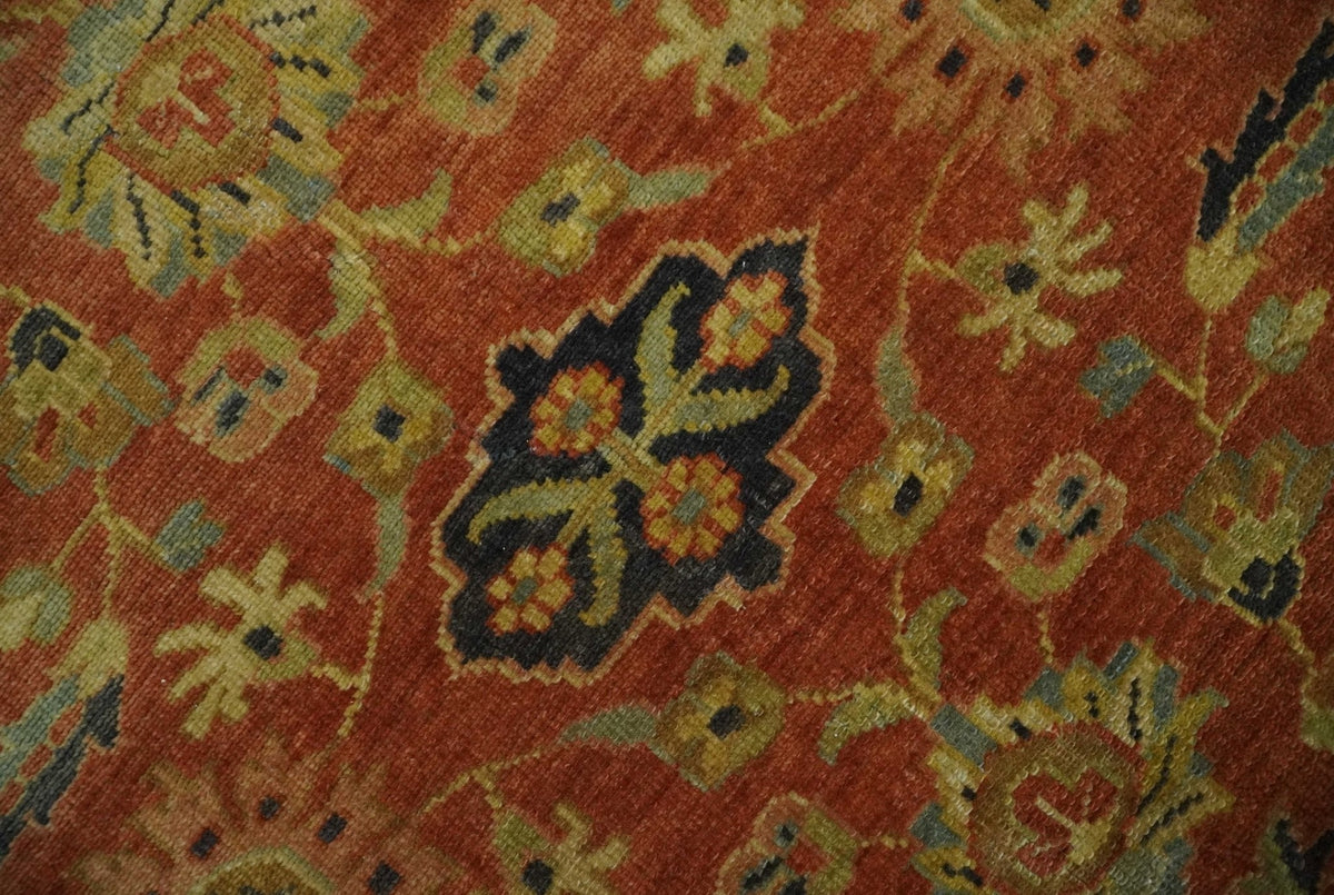 Antique Style 8x10 Rust, Black and Gold Hand Knotted Traditional Turkish Serapi Wool Area Rug