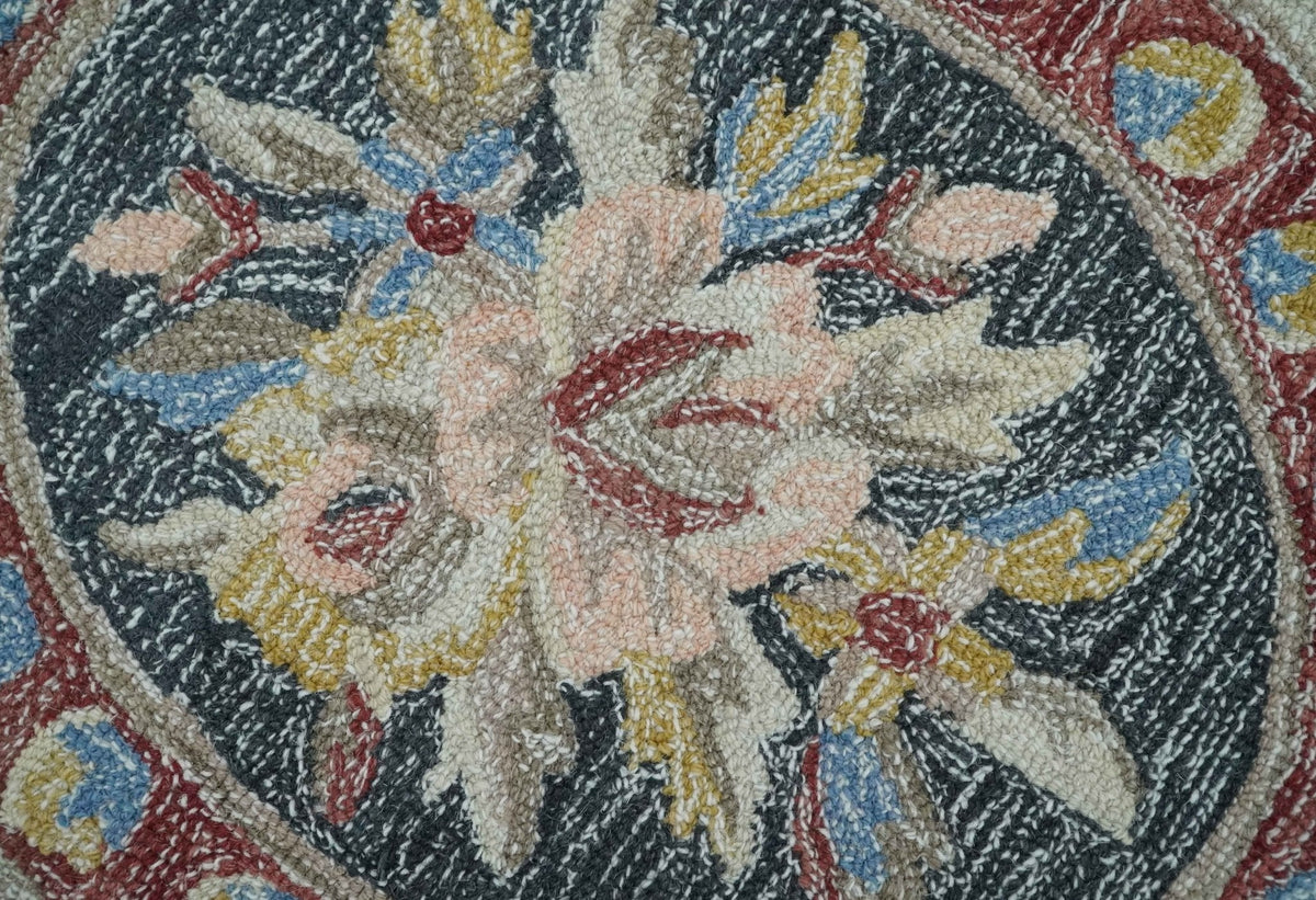 Antique Style Beige and Charcoal Aubusson design Hand Tufted 8x10 wool Area Rug