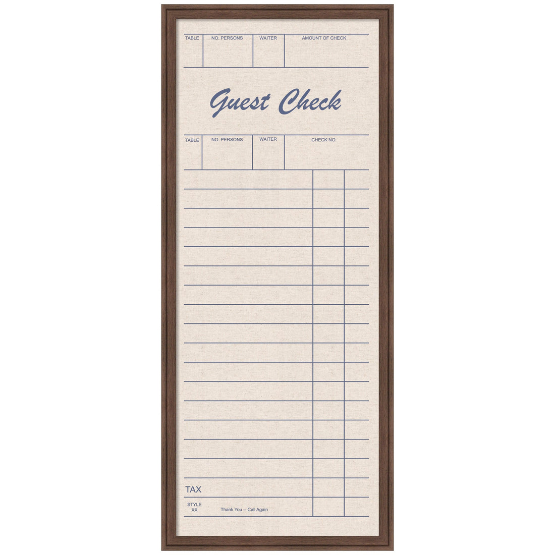 Framed Fabric Pinboard Linen Guest Check Wall Organization