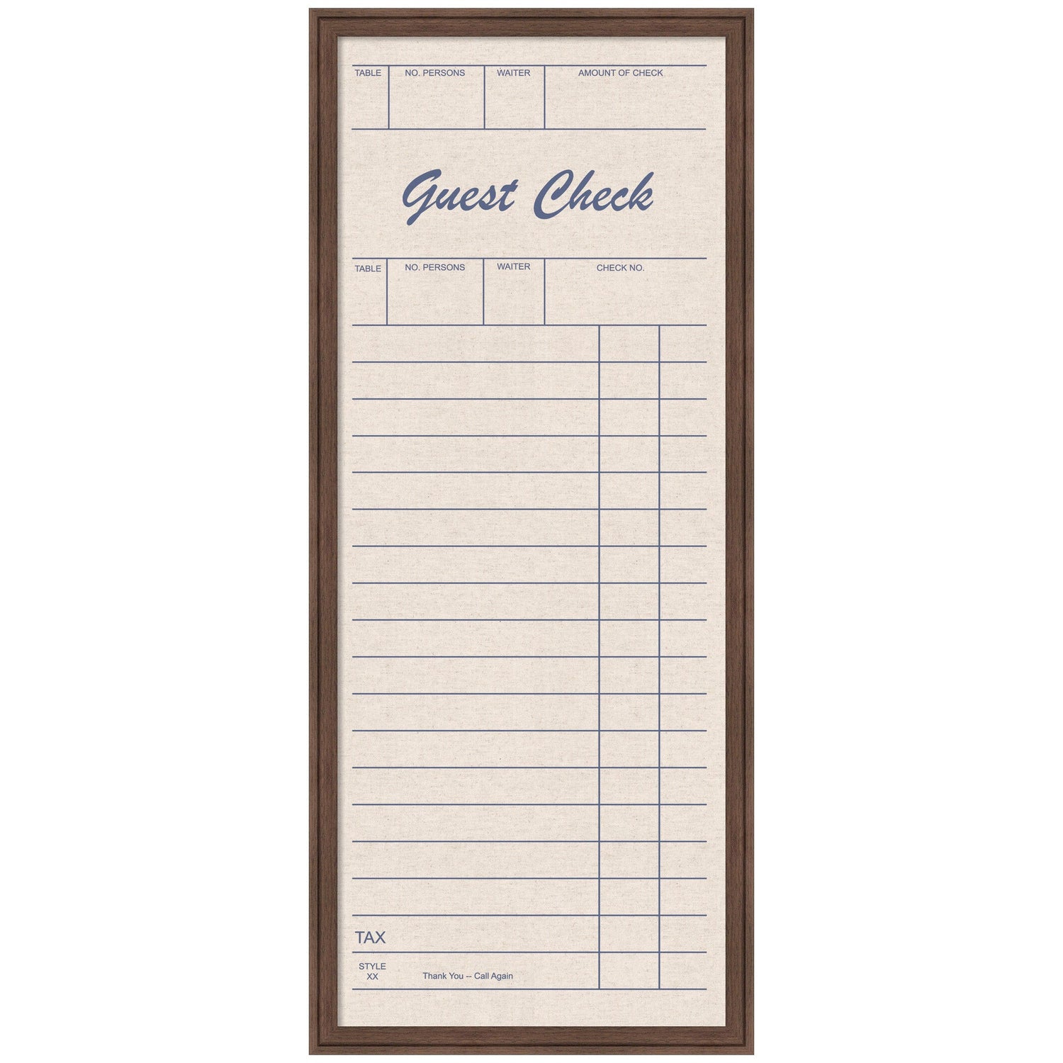 Framed Fabric Pinboard Linen Guest Check Wall Organization