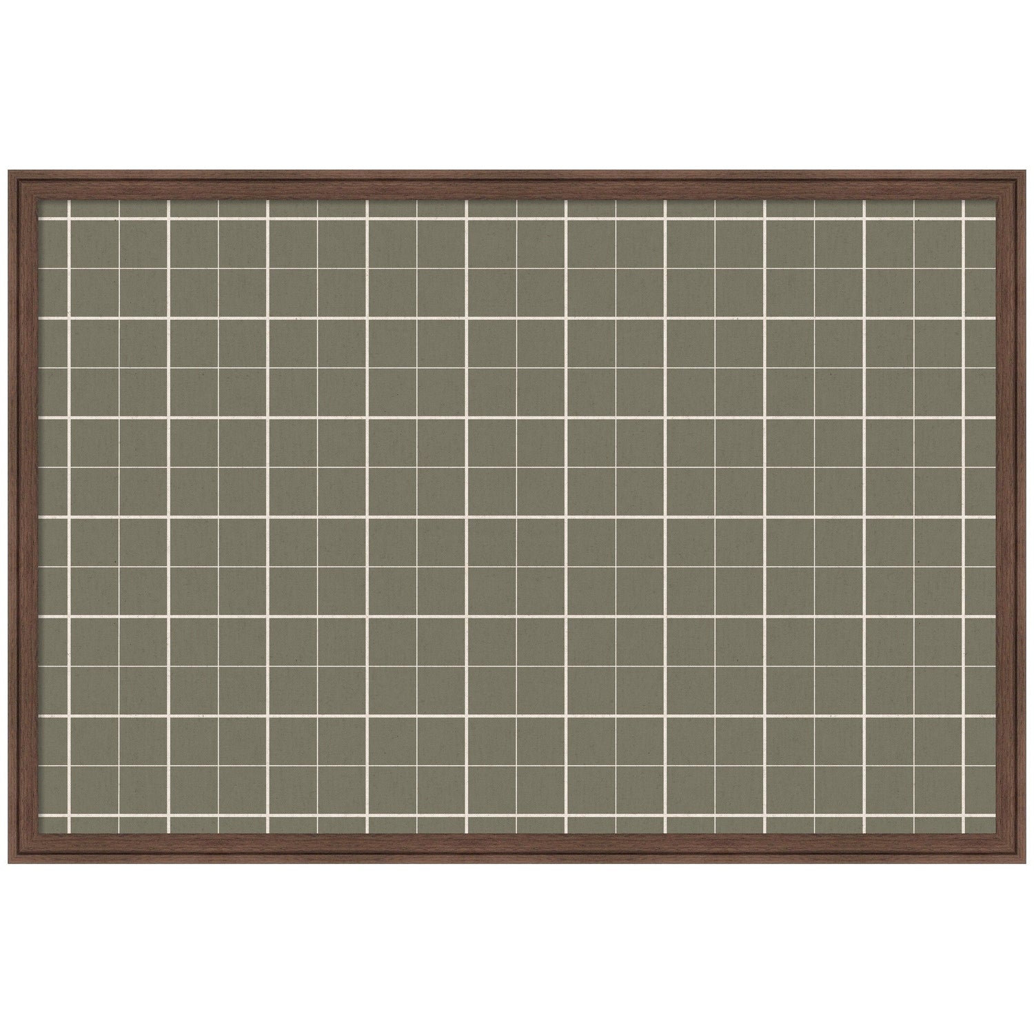 Framed Fabric Pinboard Sage Green Plaid Wall Organization