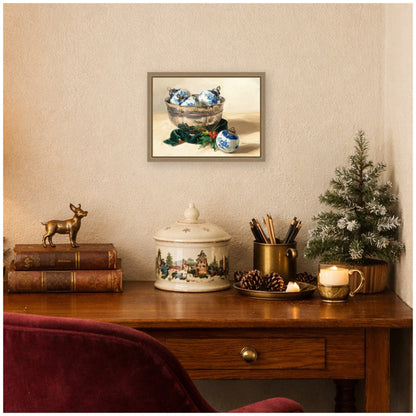Blue Christmas 1 by Mary Sparrow Framed Canvas Wall Art Print