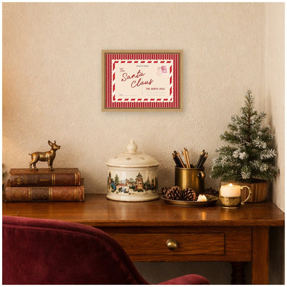 Vintage Santa Claus Postcard by Lucky Guava Framed Canvas Wall Art Print