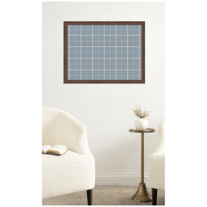 Framed Fabric Pinboard Light Blue Plaid Wall Organization