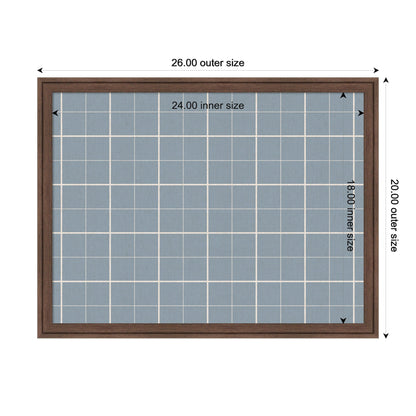 Framed Fabric Pinboard Light Blue Plaid Wall Organization