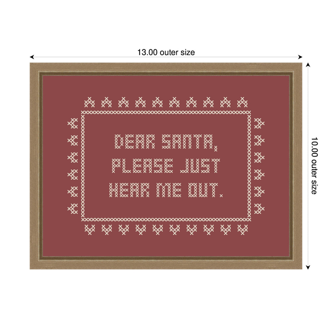 Dear Santa Cross Stitch by Kikiandnim Framed Canvas Wall Art Print