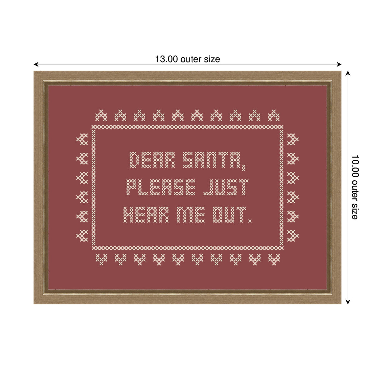 Dear Santa Cross Stitch by Kikiandnim Framed Canvas Wall Art Print
