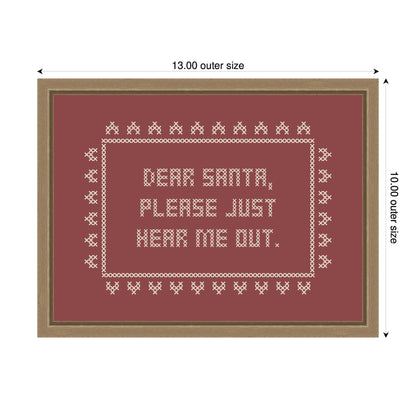Dear Santa Cross Stitch by Kikiandnim Framed Canvas Wall Art Print
