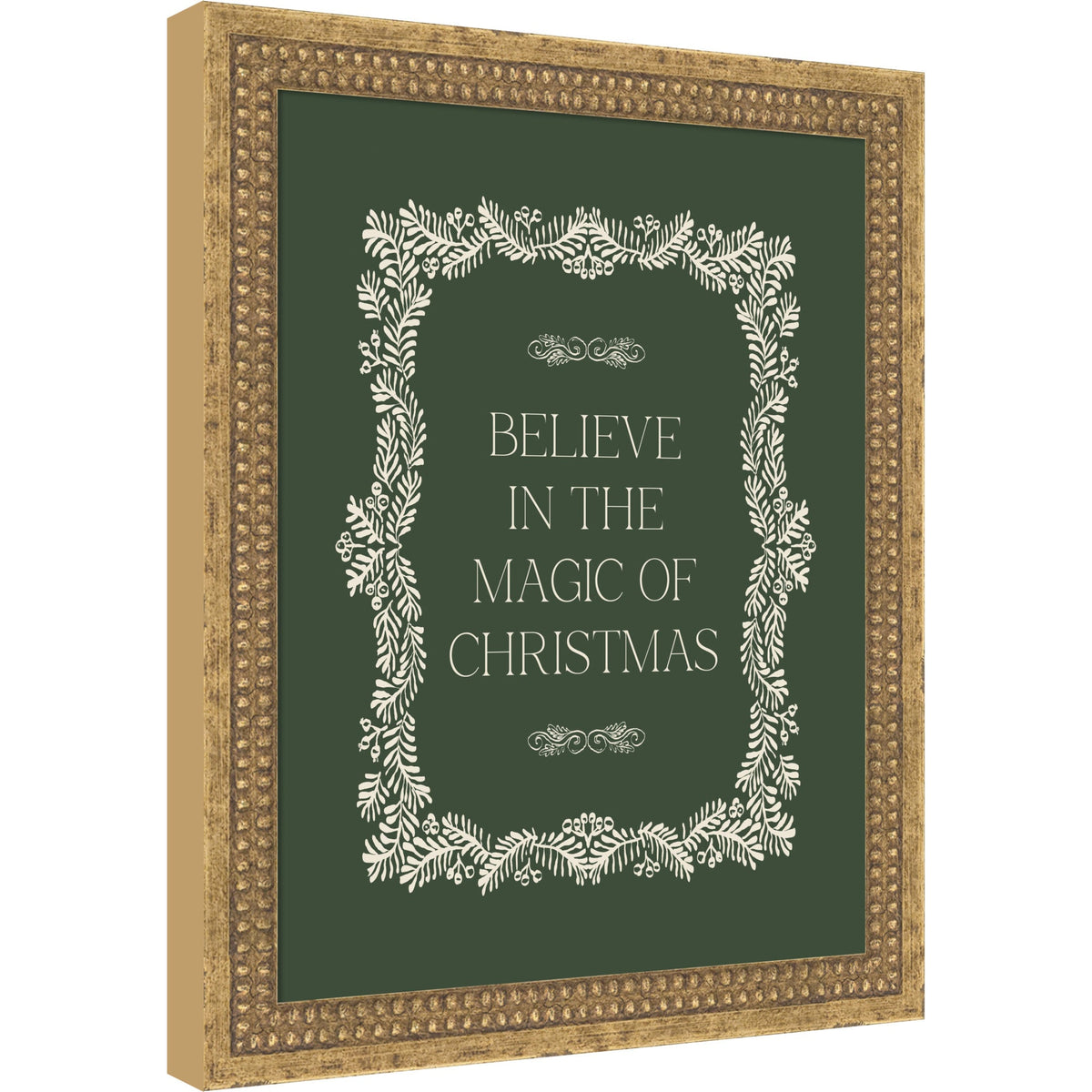 Christmas Magic Green by Kikiandnim Framed Mounted Canvas Wall Art Print
