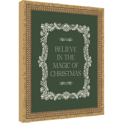 Christmas Magic Green by Kikiandnim Framed Mounted Canvas Wall Art Print