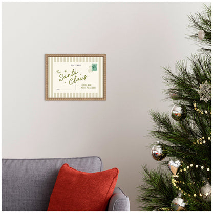 Vintage Postcard to Santa by Lucky Guava Framed Canvas Wall Art Print