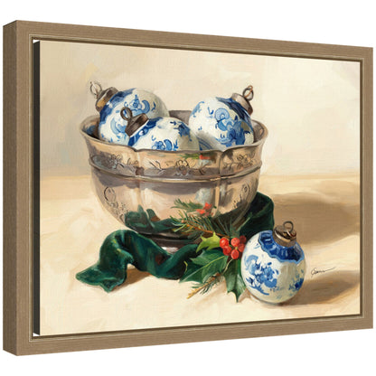 Blue Christmas 1 by Mary Sparrow Framed Canvas Wall Art Print