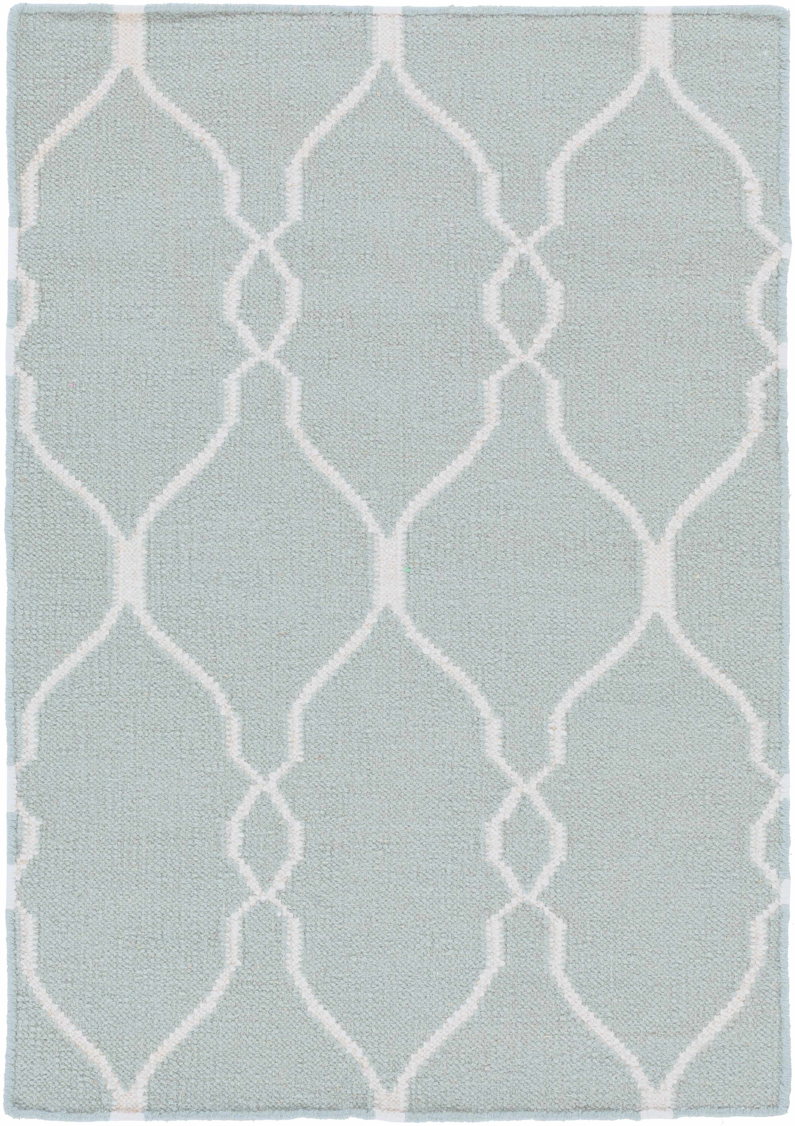 Baconton Blue/Beige Trellis Wool Rug - Clearance