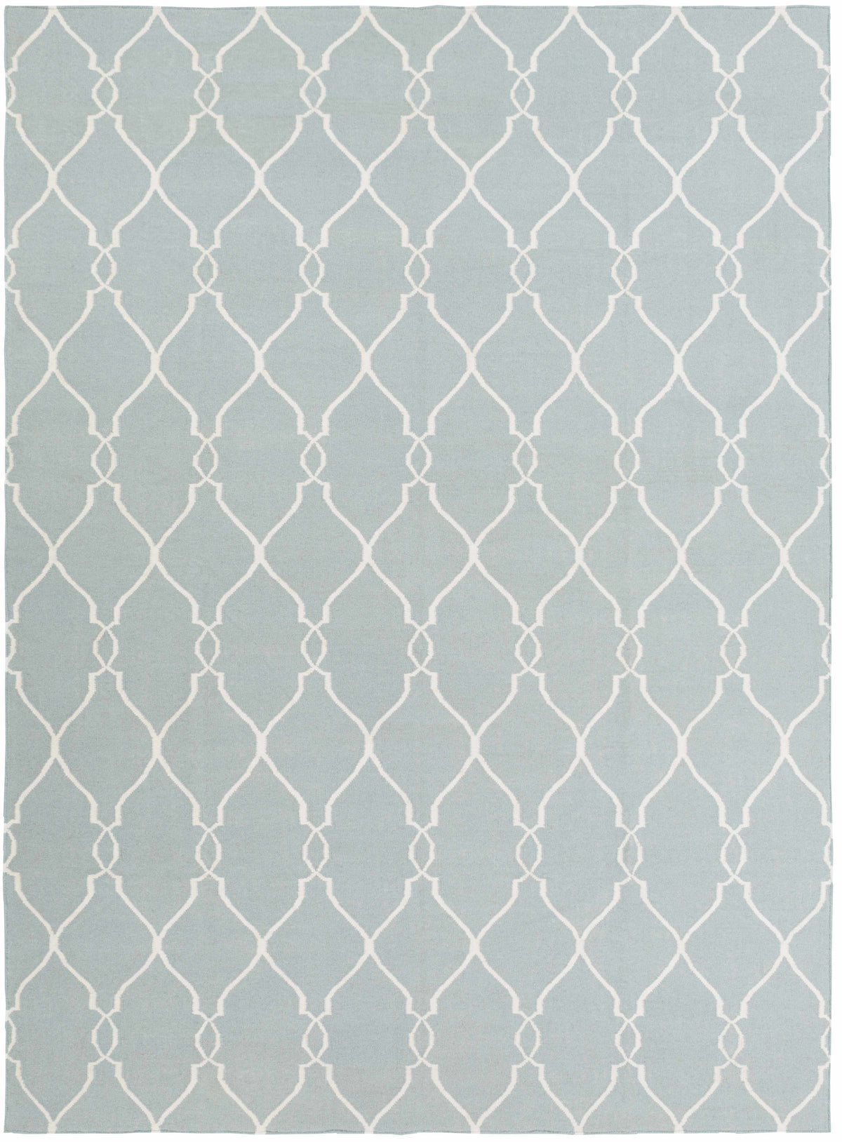 Baconton Blue/Beige Trellis Wool Rug - Clearance