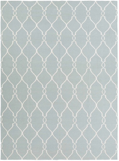 Baconton Blue/Beige Trellis Wool Rug - Clearance