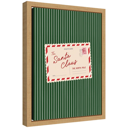 Retro Santa Claus Postcard by Lucky Guava Framed Canvas Wall Art Print