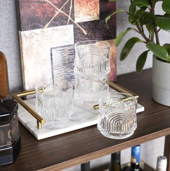 Deco Beau Crystal Lowball Tumblers