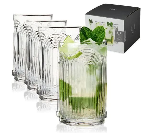 Deco Beau Crystal Highball Glasses