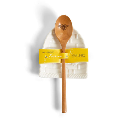 Bee Skep Spoon Rest with Wooden Spoon