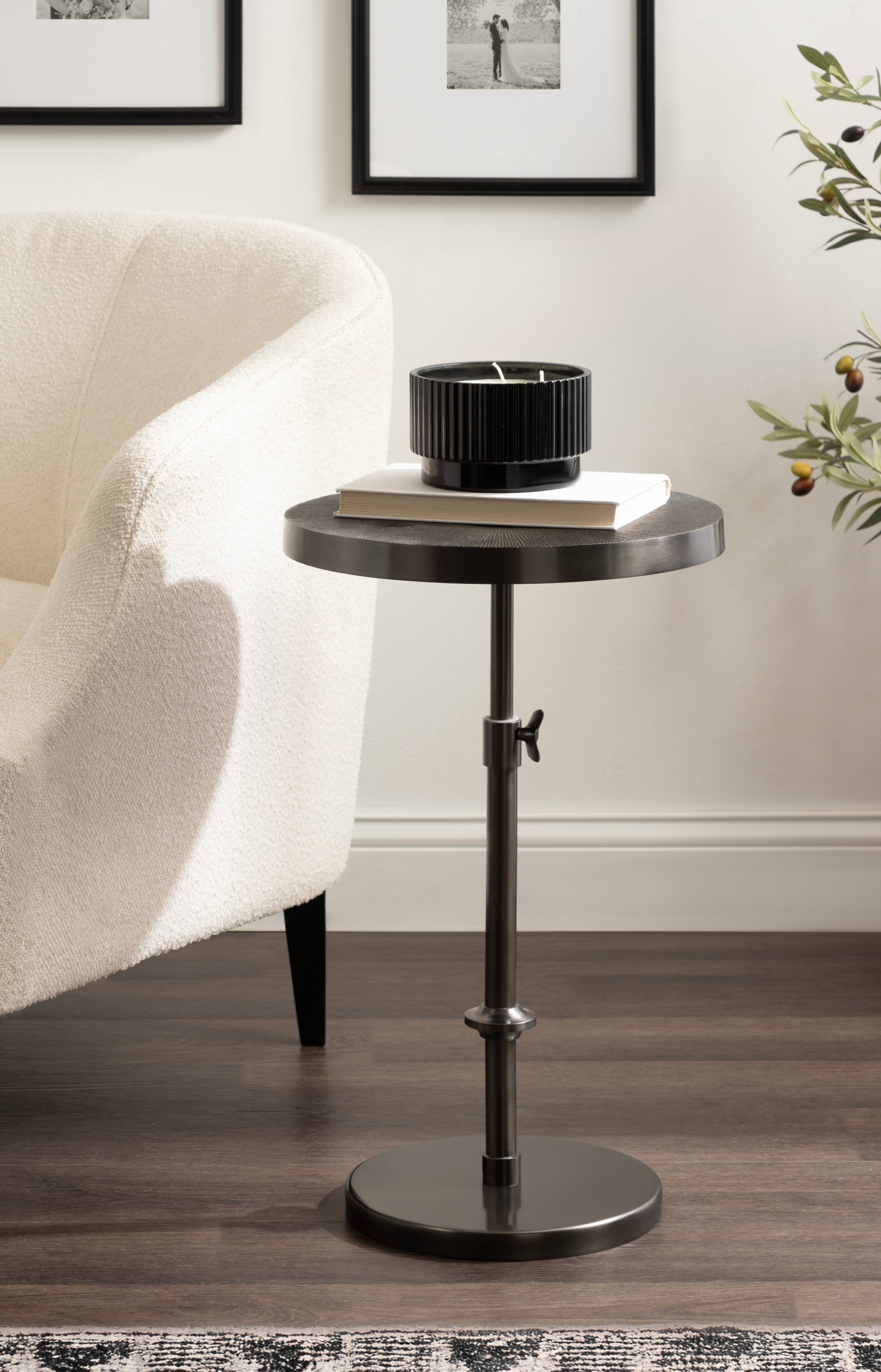 Engles Adjustable Embossed Metal Table and Plant Stand