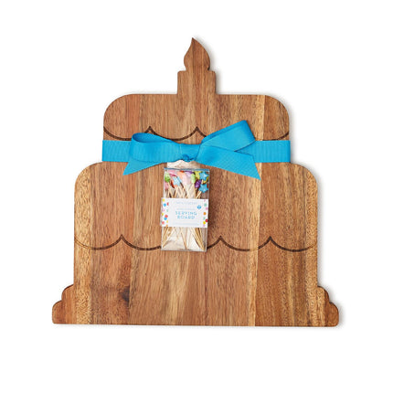 Birthday Cake Serving Board w/20 Star Picks