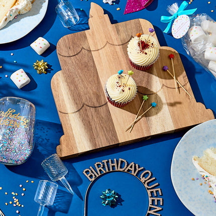 Birthday Cake Serving Board w/20 Star Picks