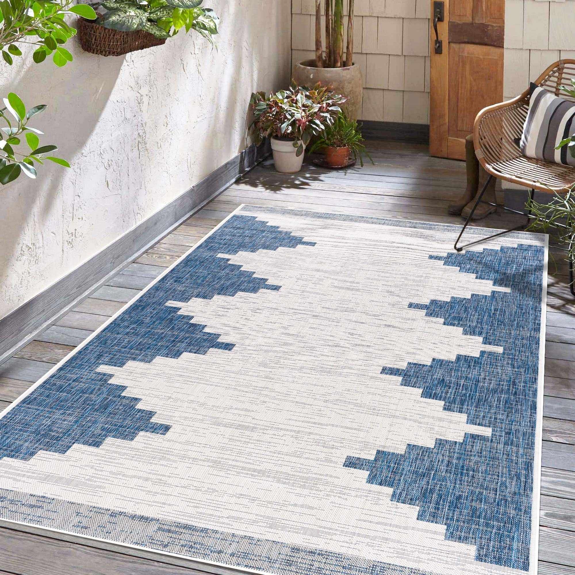 Djugun Navy Indoor &amp; Outdoor Area Rug - Clearance