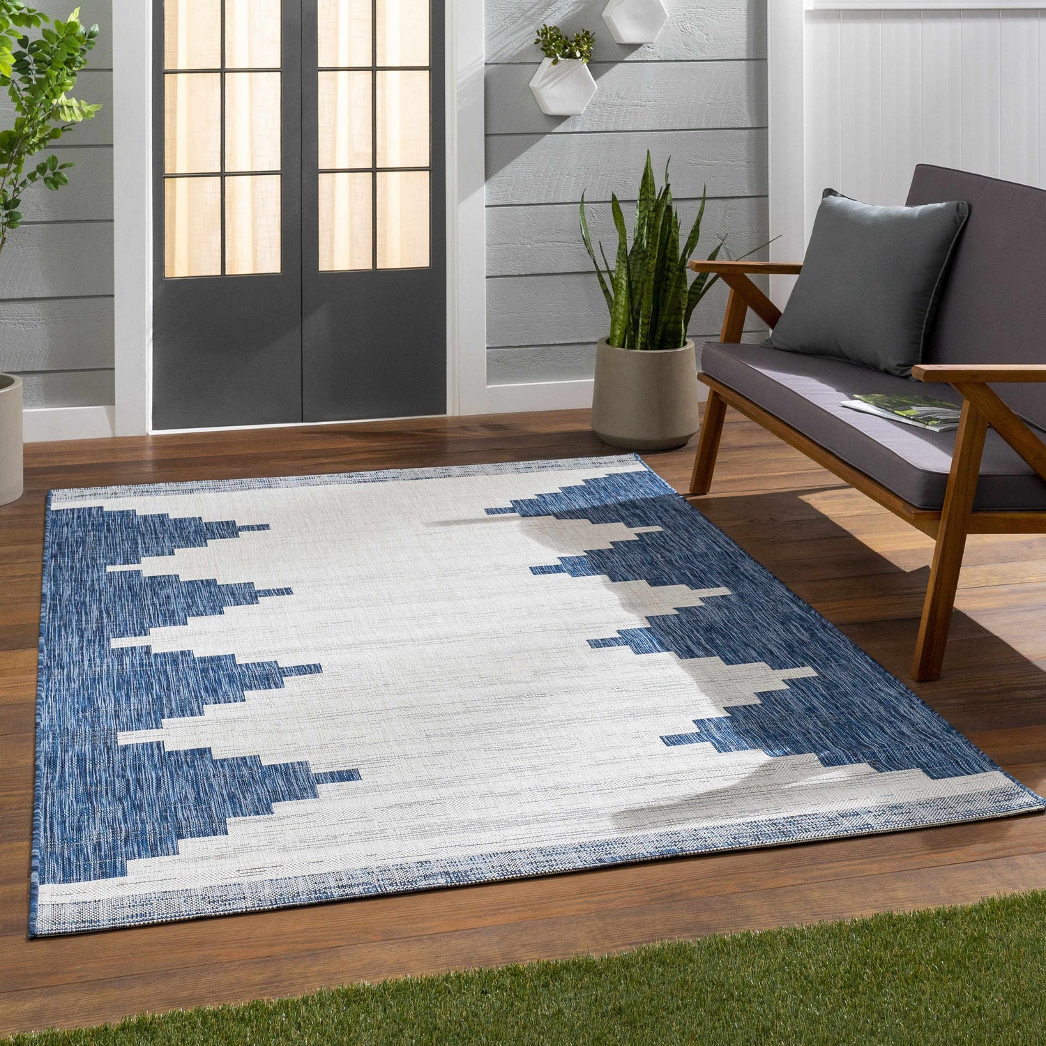 Djugun Navy Indoor &amp; Outdoor Area Rug - Clearance