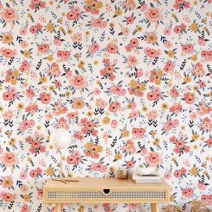 In Bloom (White) Wallpaper
