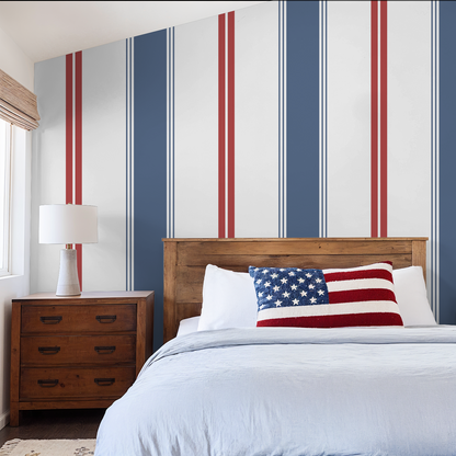 Fletcher Stripe (Blue and Red) Wallpaper