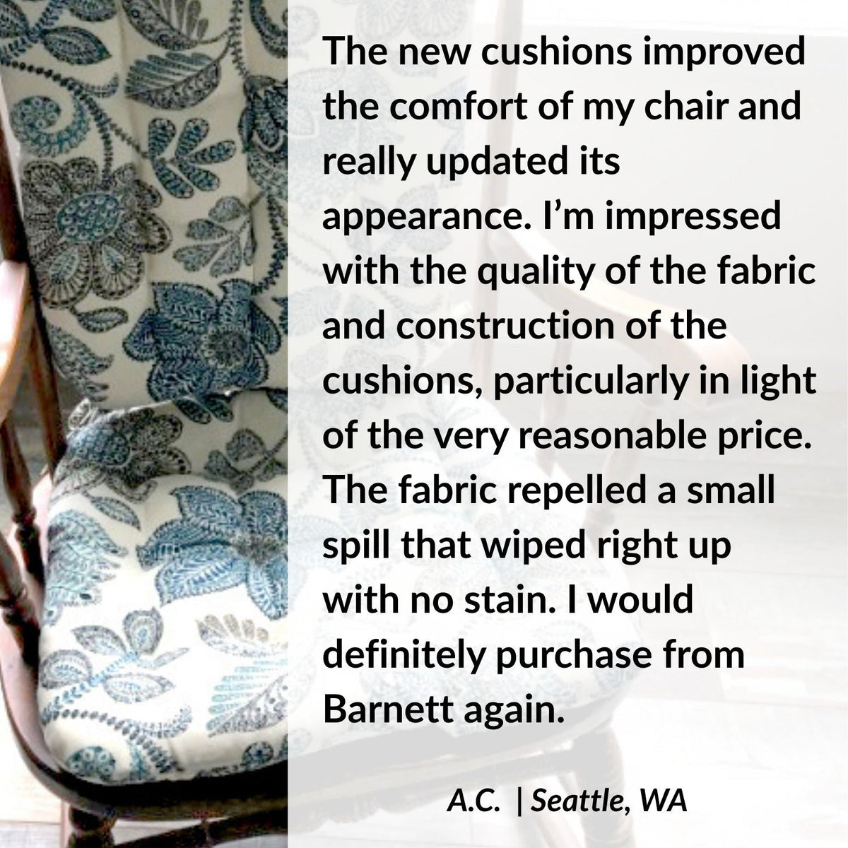 Boutique Blue Floral Porch Rocker Cushions - Latex Foam Fill