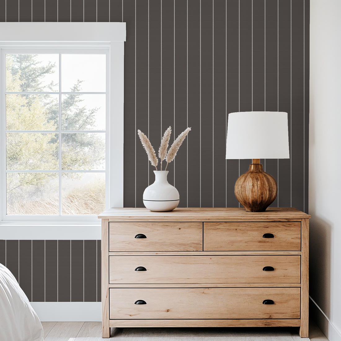 Pinstripe Dot (Brown) Wallpaper