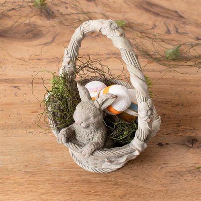 Bunny In Easter Basket Cement Finish