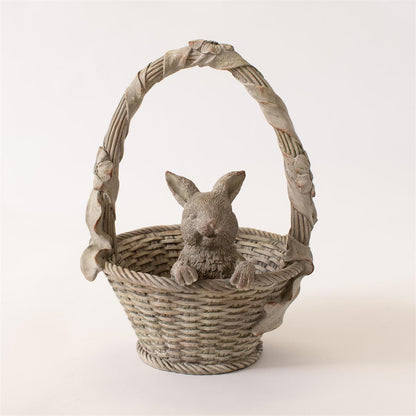 Bunny In Easter Basket Cement Finish