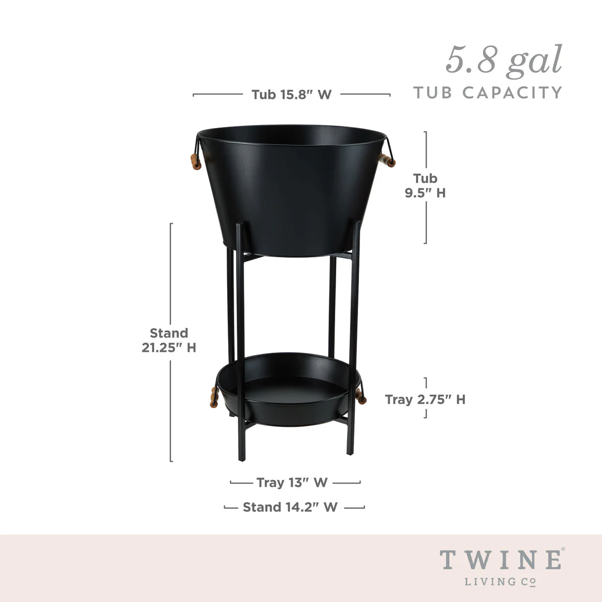 Beverage Tub with Stand &amp; Tray in Black