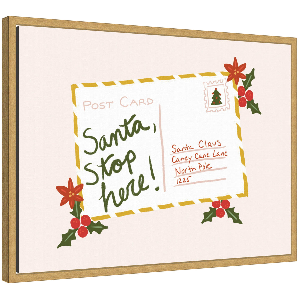 Santa Stop Here by Leonora Jennifer Framed Canvas Wall Art Print