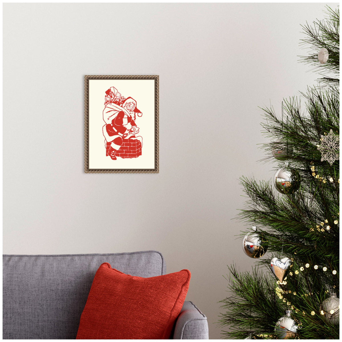 Vintage Santa by Megan Ryan Framed Canvas Wall Art Print